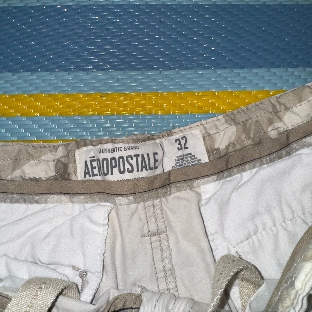 Aeropostale Mens Beige‎ Cargo Shorts Size 32 Khaki Cotton Utility Casual Summer